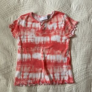 The Children’s Place girls orange & white ribbed tie dye t-shirt size small 5/6
